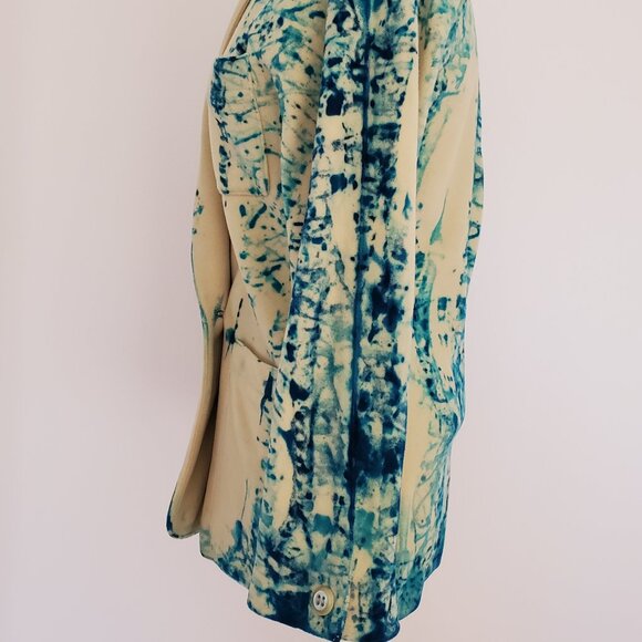 Escada 34 wool silk jacket coat blazer blue purple white ivory dyed small 4 6 8 - Picture 3 of 9